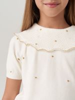 Джемпер в школу для девочки AT977 молочный-золото