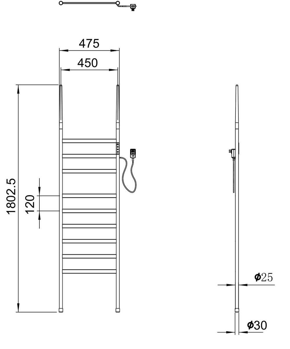 Полотенцесушитель электрический напольный WONZON & WOGHAND BREMEN, Темный графит (WW-A207-GM)