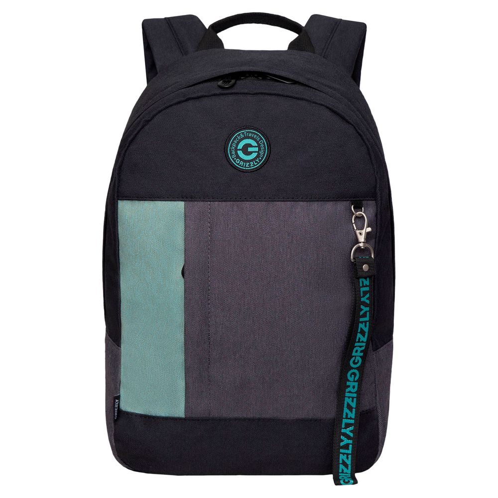 Рюкзак Grizzly, 24 * 37,5 * 12см, 1 отделение, 1 карман, укрепленная спинка, черный-мятный