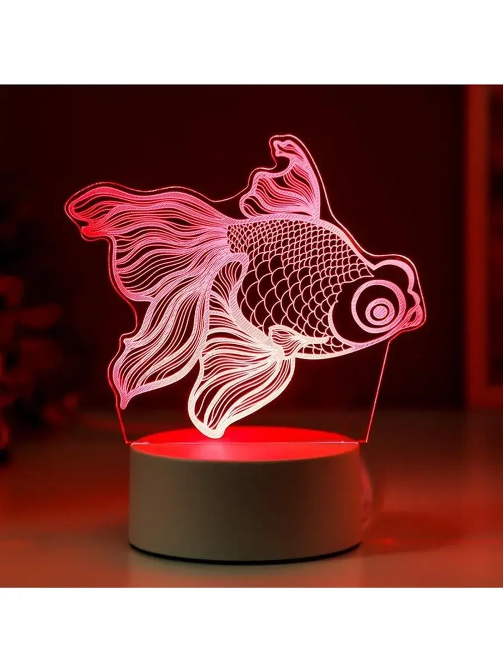Светильник 3D ночник RISALUX «Рыбка», LED RGB, от сети, 9.5×