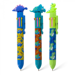 Ручка шариковая Yalong "Дино", 0,7 мм, 8 цветов, автоматическая, цветной пластиквый корпус, карт. уп.