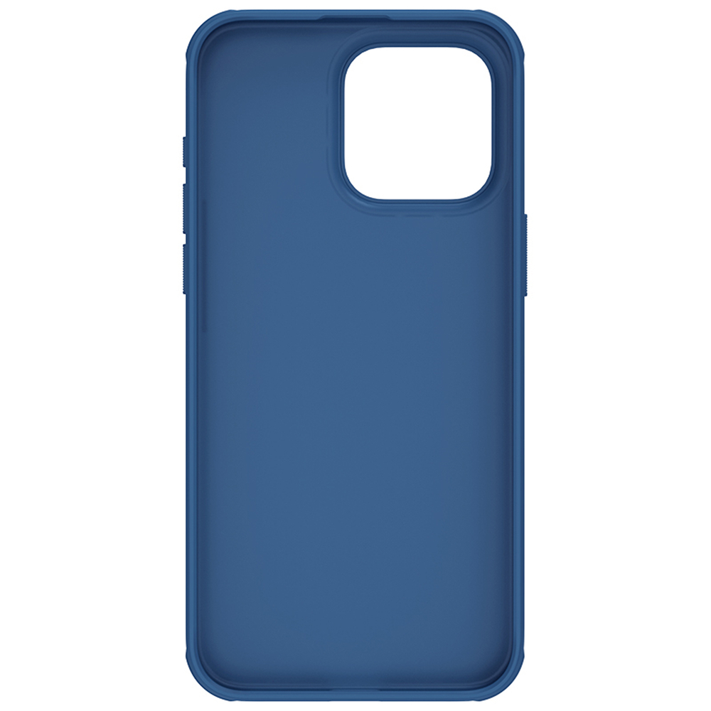 Усиленный противоударный чехол синего цвета от Nillkin для iPhone 15 Pro Max, серия Super Frosted Shield Pro