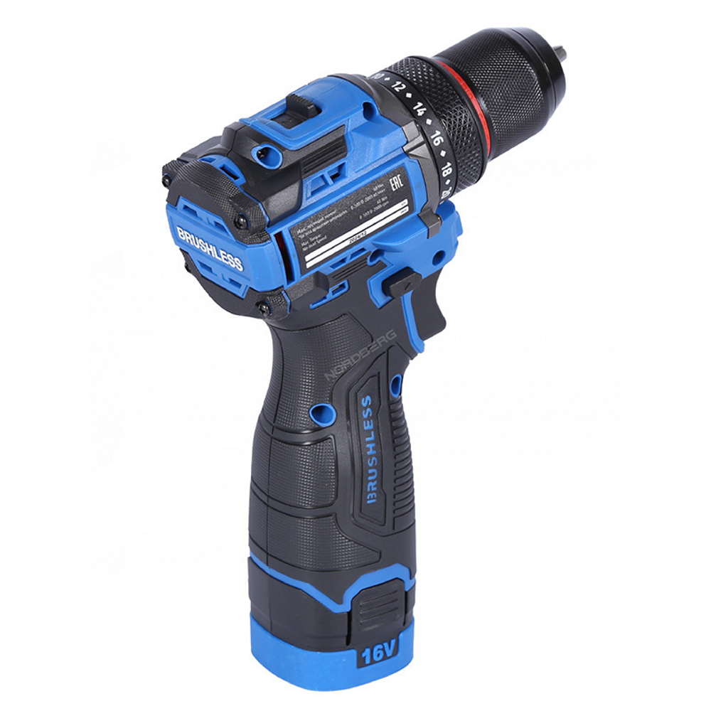 NORDBERG (NE104K) Шуруповерт аккумуляторный макс.диам. сверла 10 мм, 16 В, 60 Нм с 2 аккум. и зар.устр