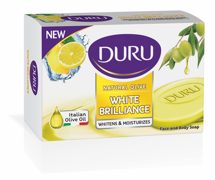 DURU Мыло туалетное Natural Olive White Brilliance, 140гр, блок 24шт., ДУРУ