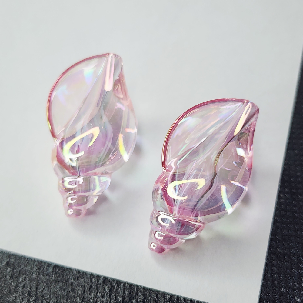 Бусина ракушка, акрил, нежно - розовый, морская раковина, р-р 38×21мм