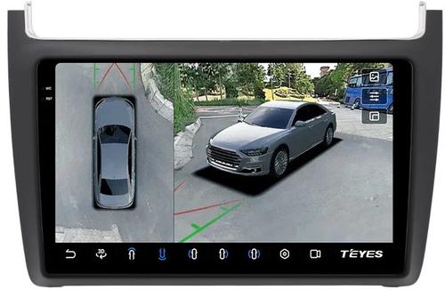 Магнитола для Volkswagen Polo 5 2009-2020 (рамка черная матовая) - Teyes CC3-2K-360 на Android 10, Быстрая, 2K QLED, CarPlay, 4G SIM-слот, 4 камеры в комплекте