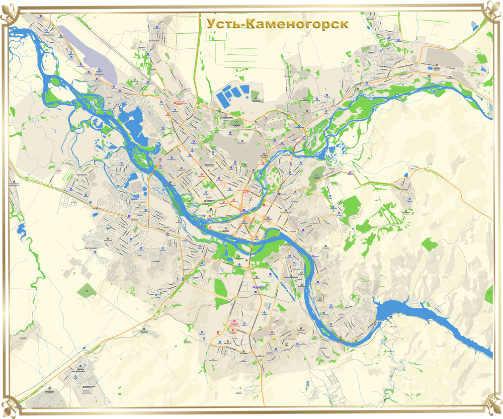 План - схема города Усть - Каменогорск ламинированная 2026 год