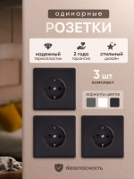 Розетка внутренняя одинарная с заземлением черная комплект