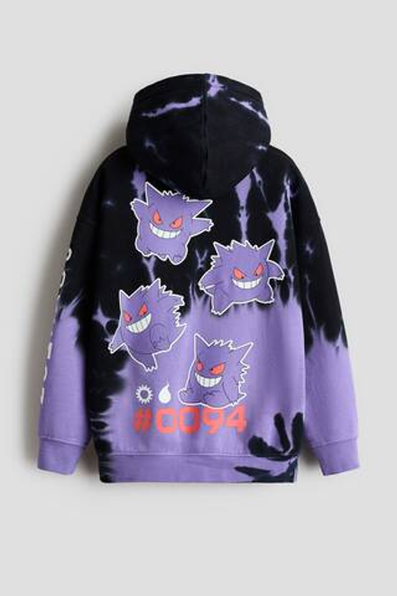 H&M Толстовка с капюшоном и принтом, черный