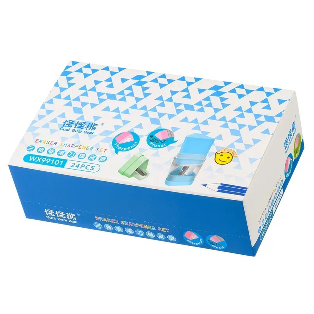 Точилка с ластиком Basir, одинарная, с контейнером, серия "Помада", фигурный корпус, 7.3 см