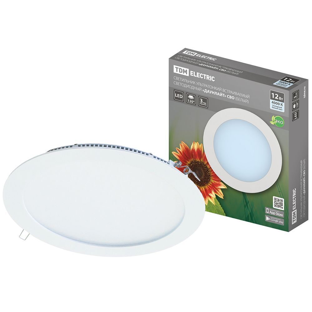 Светильник встраиваемый ультратонкий, Даунлайт, 12 Вт, 4000 К, бел, TDM, SQ0329-0010