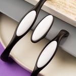 Ручка-скоба с фарфором, 128мм, матовый черный