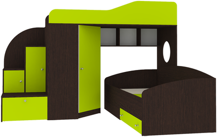Кровать-чердак КарИВи Кадет 2 Венге Лайм