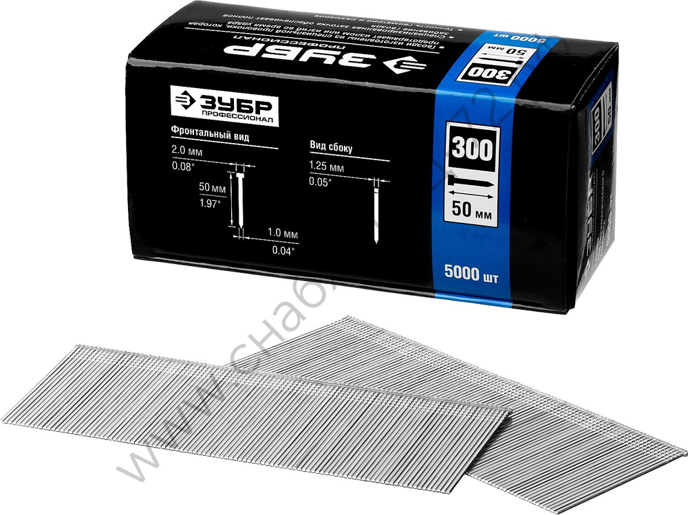 ЗУБР тип 18GA (47 / 300 / F) 50 мм, 5000 шт, гвозди для нейлера (31830-50)