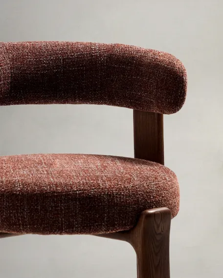 Барный стул Granite из коричневой синели и ясеня с отделкой орех 75 см