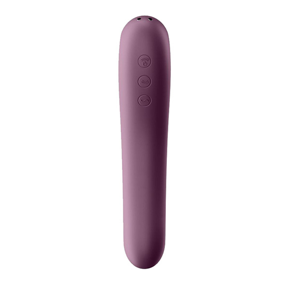 Фиолетовый вибромассажер 19см с вакуумной стимуляцией Satisfyer Dual Kiss