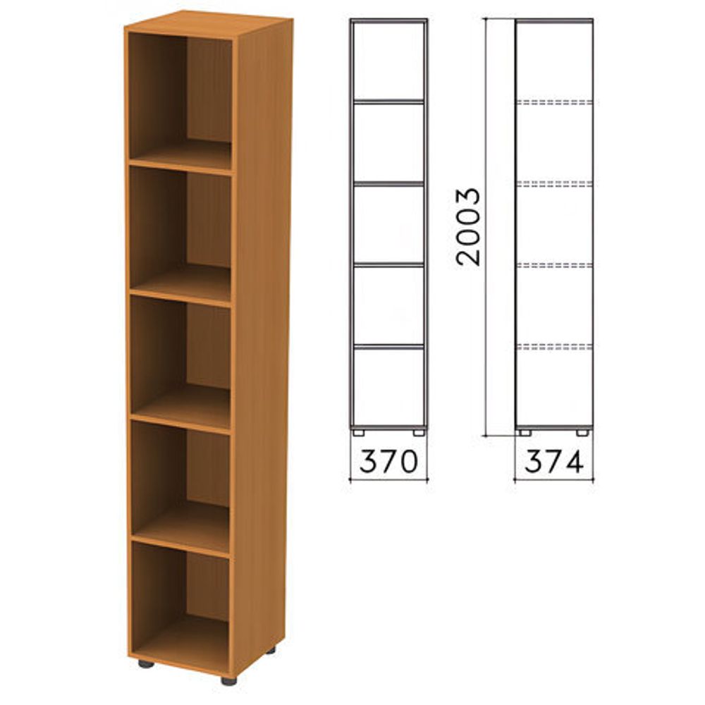 Шкаф (стеллаж) &quot;Фея&quot;, 370х370х2000, 4 полки, цвет орех милан, КФ15.5