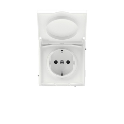 Розетка силовая, 2P+E, с з/ш, с крышкой, IP44, KANT, белая магнолия