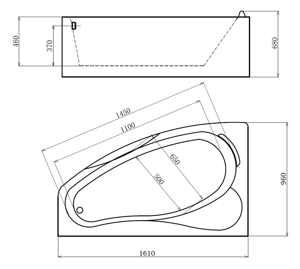 Акриловая ванна Gemy G9046 O L