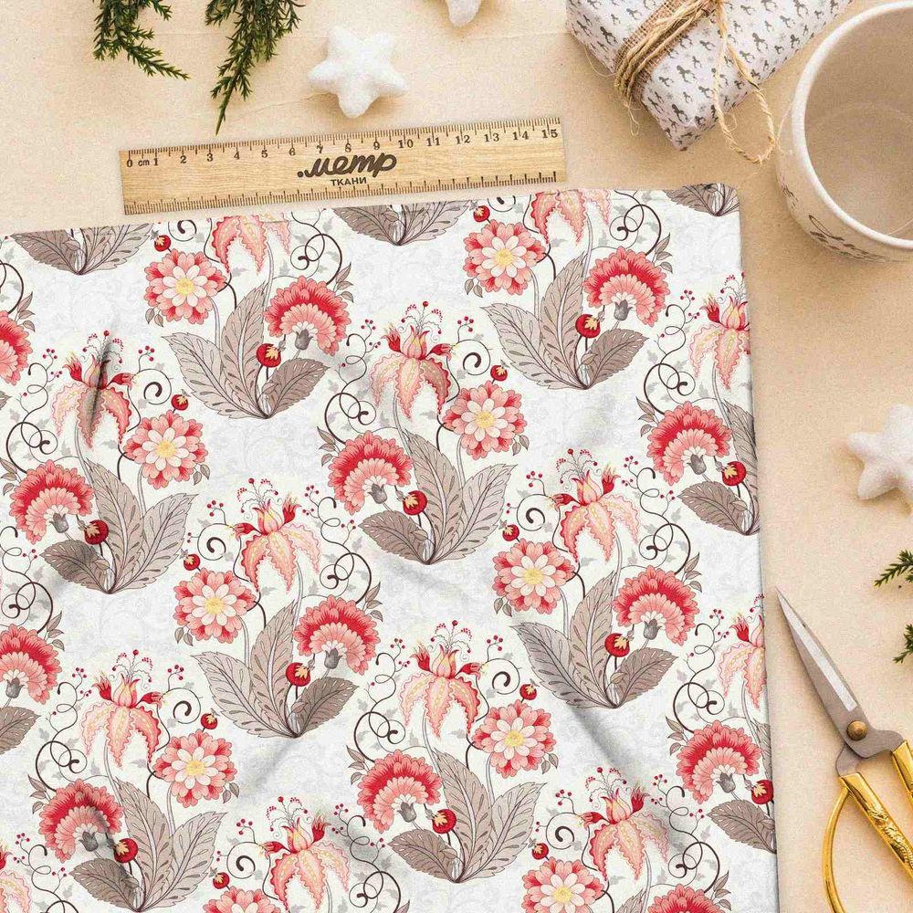 Ткань таффета модные букеты