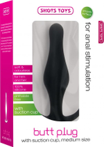 Чёрная анальная пробка Butt Plug with Handle Medium - 12,6 см. (Цвет: черный)