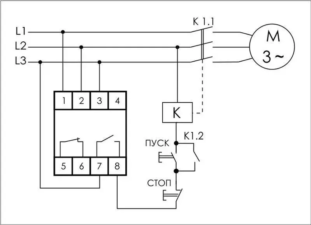 Реле контроля фаз для сетей с изолированной нейтралью CKF-11 3х400В 8А 1Z 1R IP20