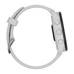 Спортивные часы Garmin Forerunner 165, силиконовый ремешок цвета «туманный серый»/«Уайтстоун» AMOLED-дисплей. Ремешок с классической застёжкой — на запястье обхватом 126–203 мм
