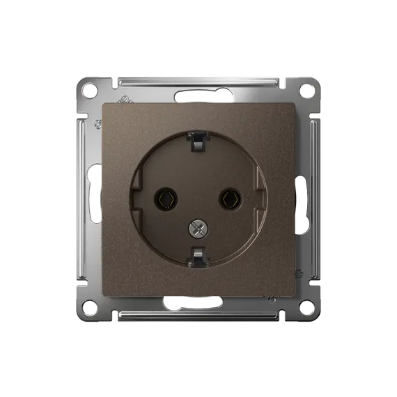 Розетка 1-м СП AtlasDesign 16А IP20 с заземл. механизм мокко SE ATN000643