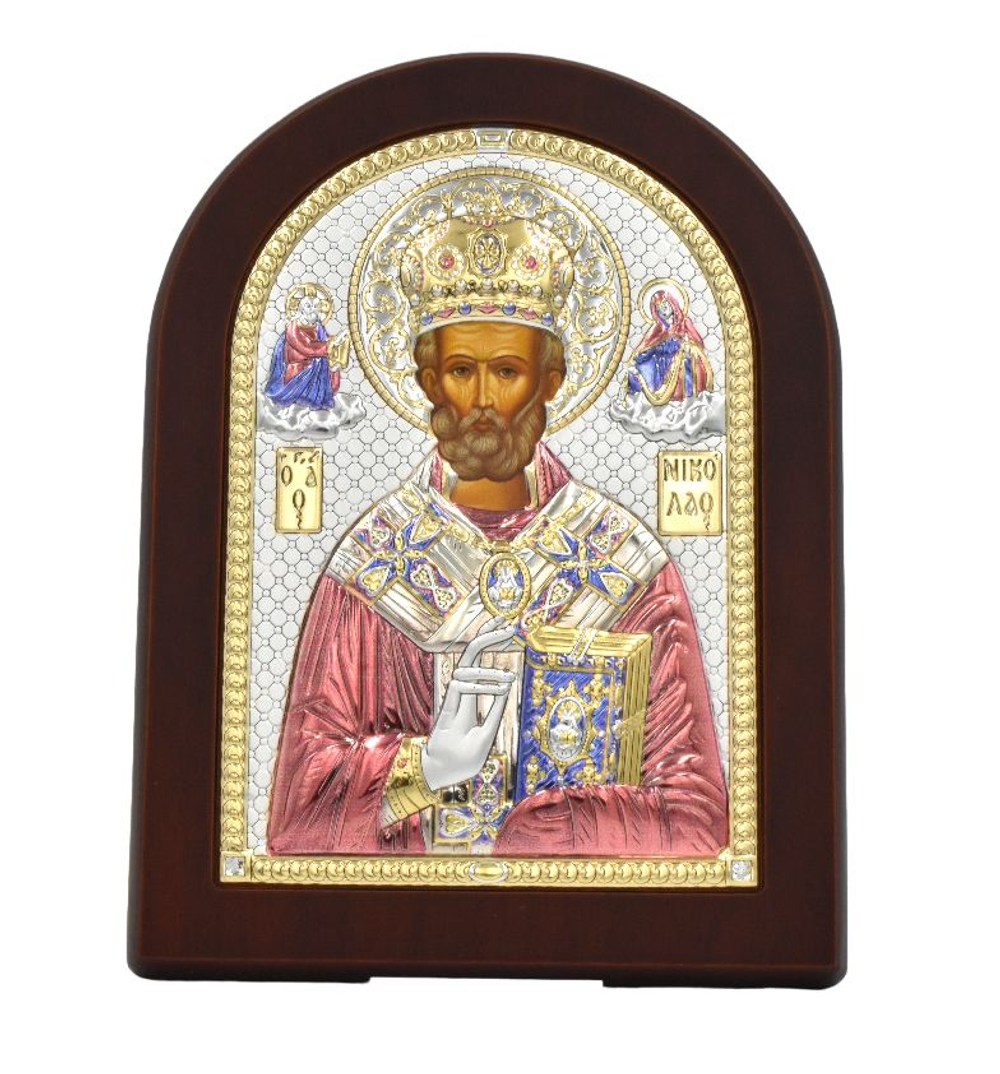 Серебряная икона Святой Николай (эксклюзивная рамка)