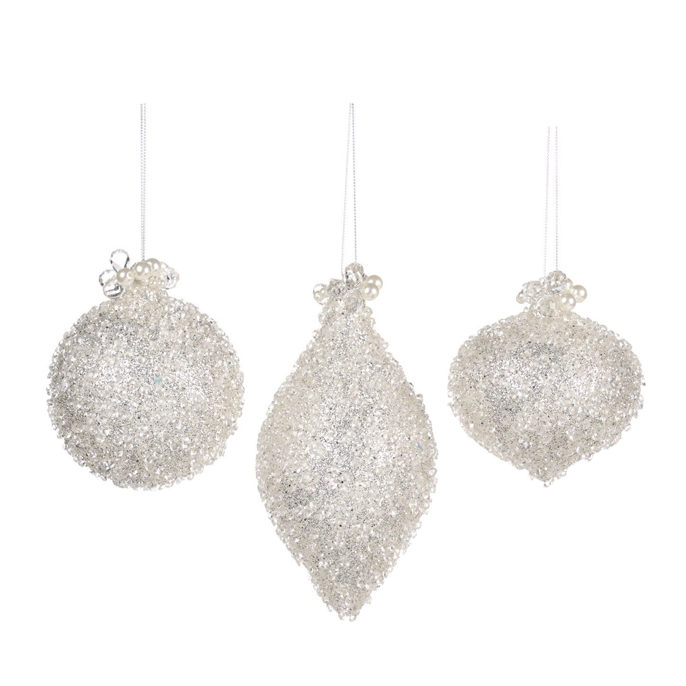 Шарик 8см Goodwill белый с серебром в ассортименте