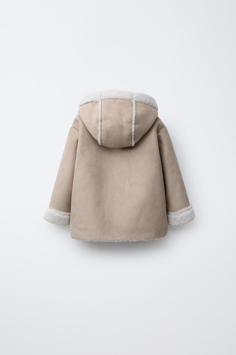 ZARA КУРТКА-ДУБЛЕНКА С КАПЮШОНОМ, БЕЖЕВЫЙ