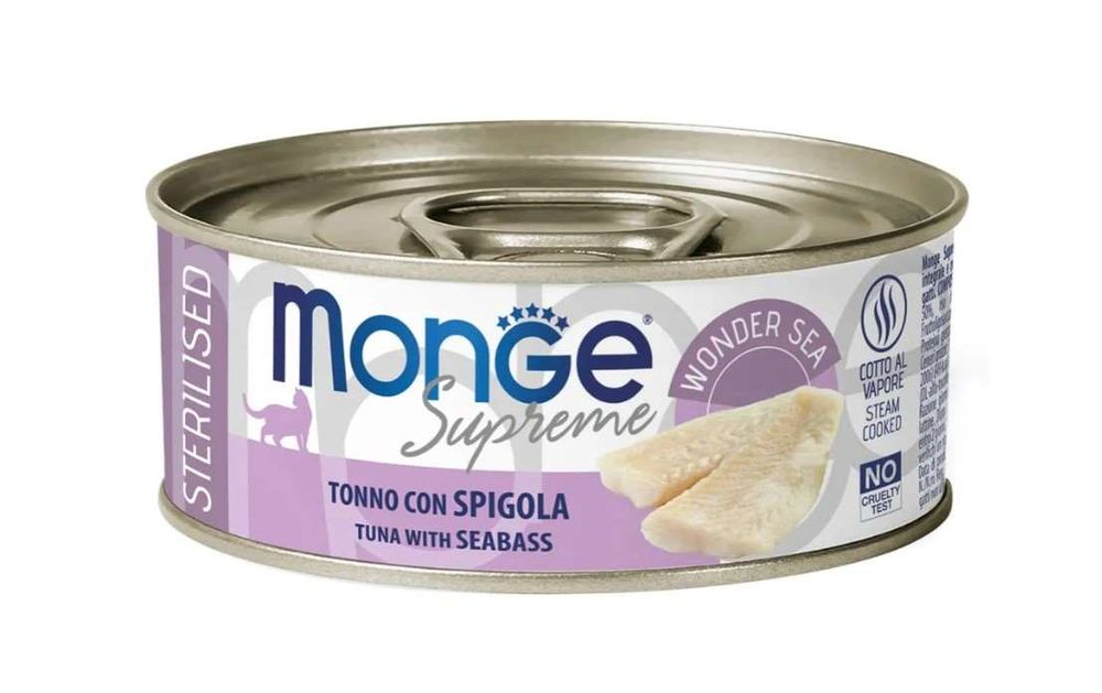 Monge Supreme sterilized для стерилизованных кошек из тунца с морским окунем 80 г