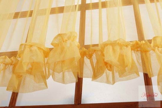 Короткий тюль-арка с рюшами. Клайм (жёлтый)