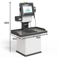 POScenter SCO-K170 Box_V2 (17”, J4125, 8Gb, SSD128Gb, 2D сканер, Светофор, З цвета, полка для ПИН-пад, полка для ККТ, стойка тумба для покупок, держатель пакетов)