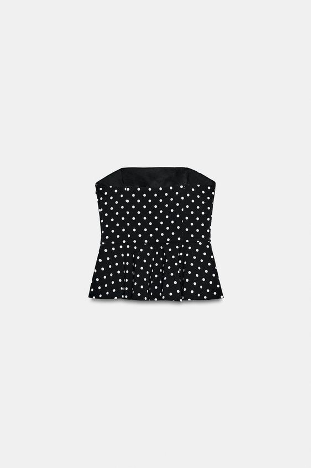 ZARA ТОП С БАСКОЙ И ОТКРЫТЫМИ ПЛЕЧАМИ, ЧЕРНЫЙ/БЕЛЫЙ