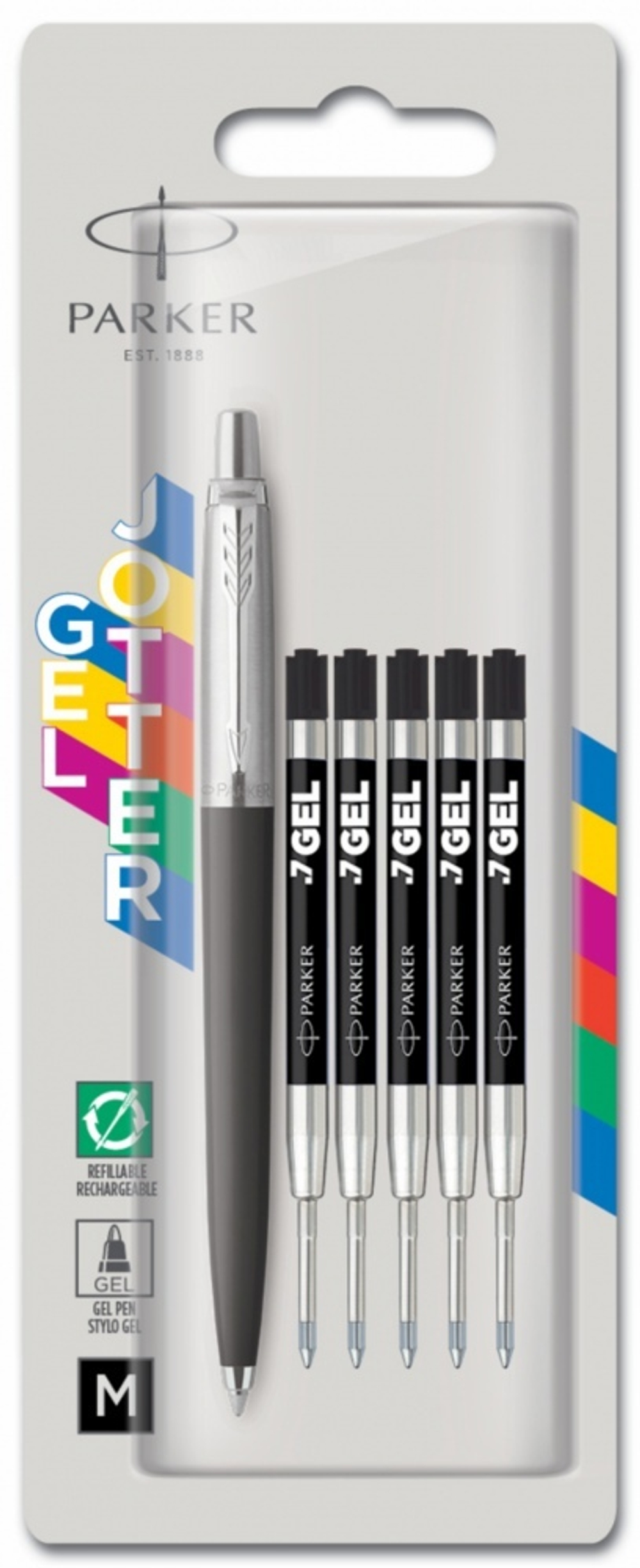 Набор в блистере: Ручка гелевая "Parker Jotter Black" + 5 гелевых стержней