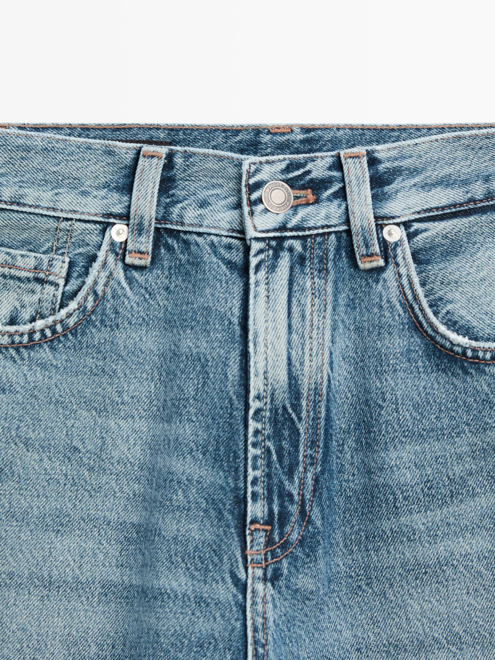 Massimo Dutti Прямые джинсы с высокой талией, светло-голубой