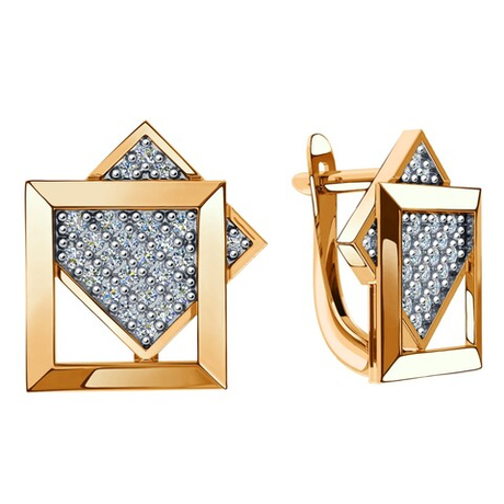 Серьги из золота 585 пробы с Фианит