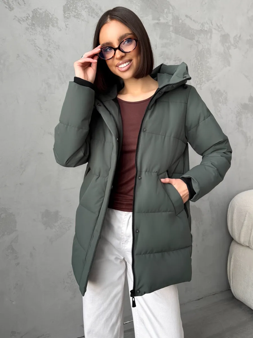 Куртка демисезонная с капюшоном удлиненная