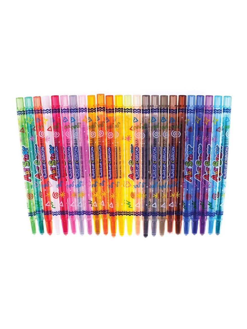 Мелки восковые 24цв. Crown ArtStory, круглые, выкручивающийся стержень, ПВХ