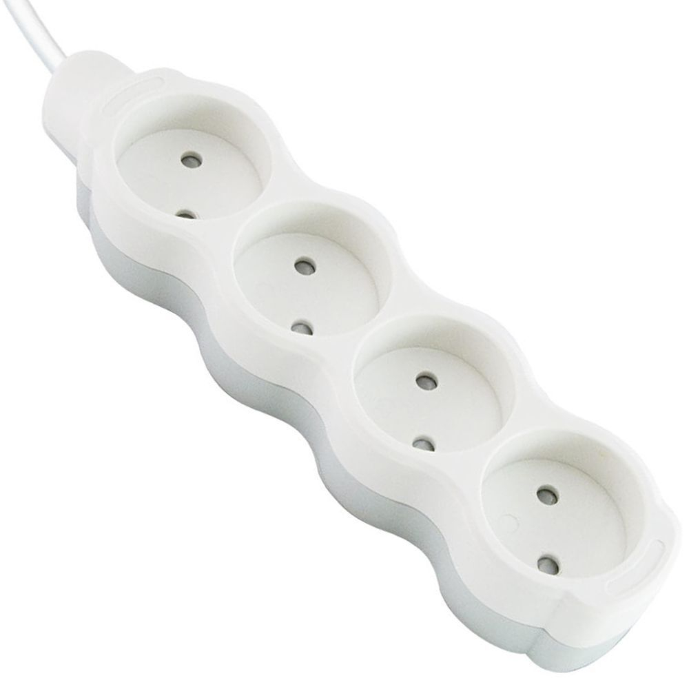 Удлинитель бытовой 4 гн, 3 м, ПВС, 2х0.75 мм2, б/з, 10 А, 250В,с з/ш, бело-сер, TDM, Люкс УЛ4, SQ130