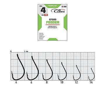 Крючки Cobra FEEDER CF203  №6, 10 шт.