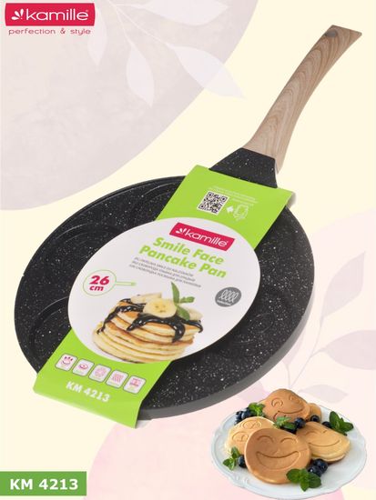 Сковорода для оладий 26 см. Kamille КМ 4213 индукция смайлики