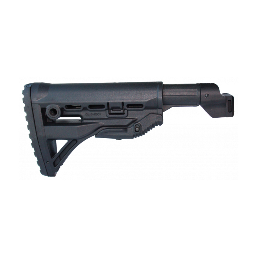 Телескопический складной приклад GL-SHOCK с трубой AK 100P на АК-100е, ПП Витязь СН, Сайга, RUS Defense