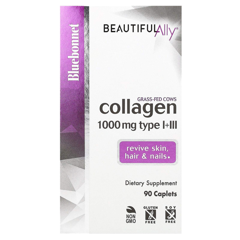 Bluebonnet Nutrition, Beautiful Ally, коллаген типа I и III, 1000 мг, 90 капсул