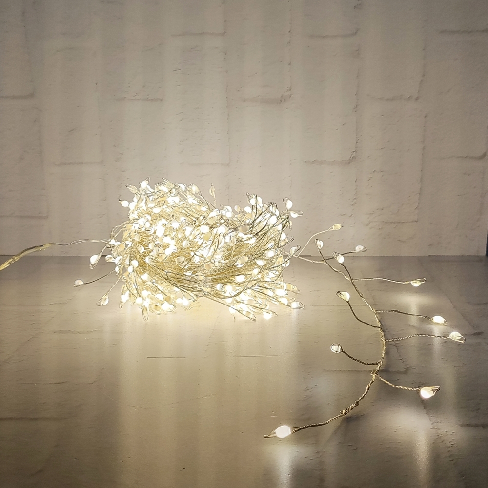 Гирлянда snake light капли макро теплый белый свет 1.5м 600 ламп ChristmasDeLuxe