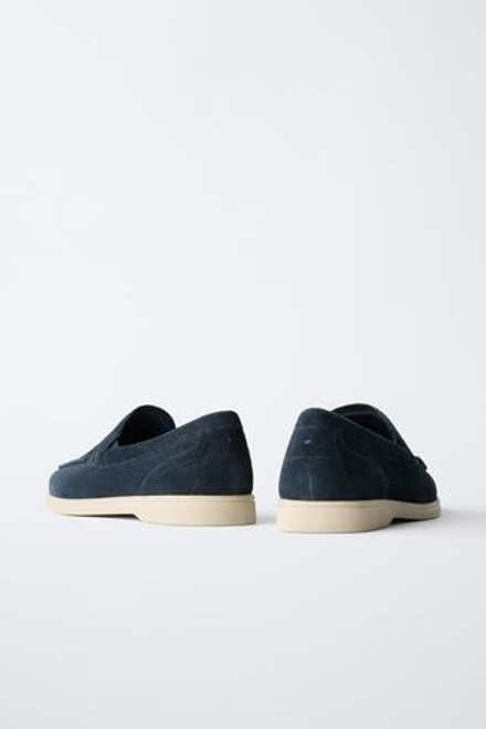 ZARA КОЖАНЫЕ ТОПСАЙДЕРЫ, МОРСКОЙ СИНИЙ