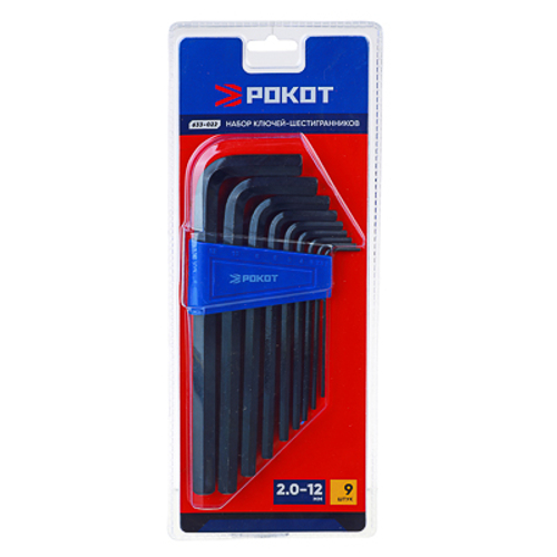 Набор ключей-шестигранников РОКОТ 9шт. 2,0-12мм удл