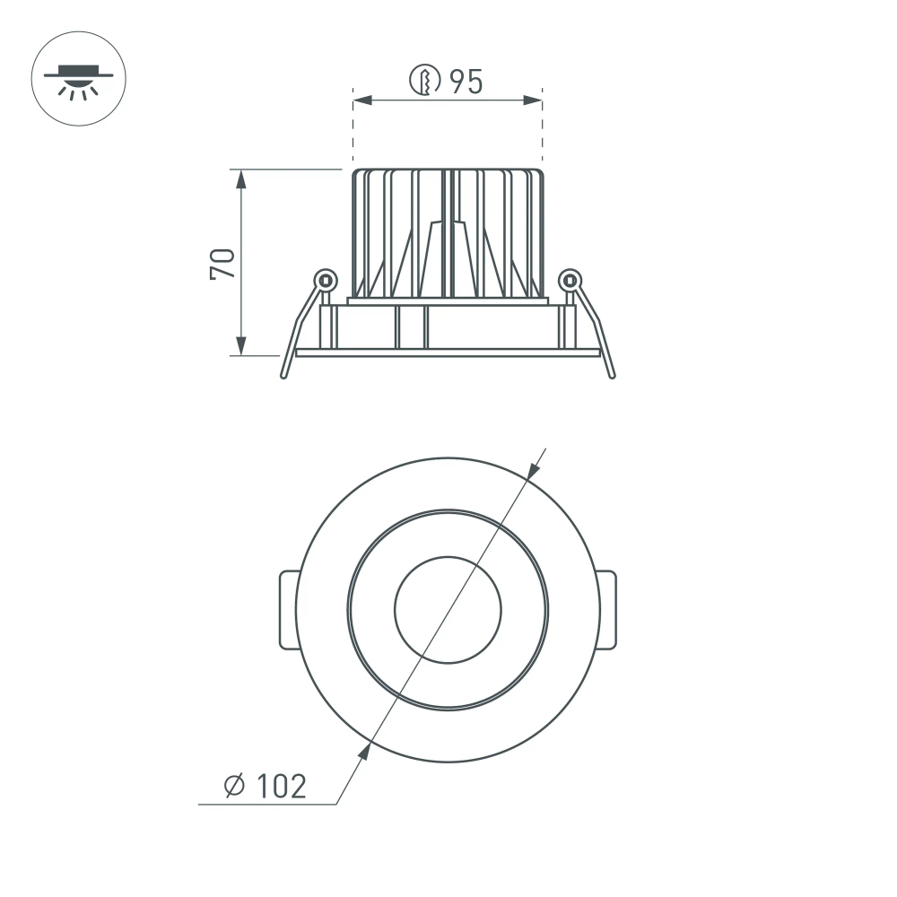 Светильник MS-FORECAST-BUILT-TURN-R102-12W Warm3000 (WH-WH, 32 deg, 230V) (Arlight, IP20 Металл, 5 лет) 037188(1)