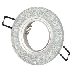 DK7 CH/SHSL Светильник ЭРА декор стекло круглое MR16,12V/220V, 50W, хром/серебряный блеск | Декоративные встраиваемые светильники